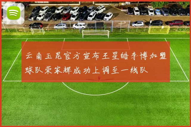 云南玉昆官方宣布王星皓李博加盟球队荣家辉成功上调至一线队